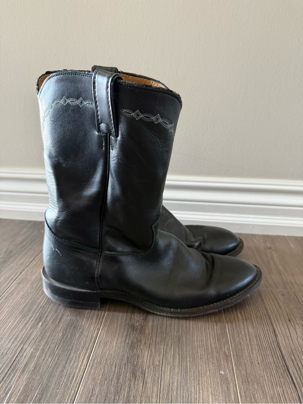 Justin Embroidered Western Leather Boots Size 10 EE